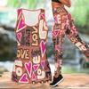 Heart Shaped Pattern Print Yoga Outfit for Women Fashion Workout Leggings Fitness Sports Casual Yoga Set Sports Suit Valentine's Day Exclusive