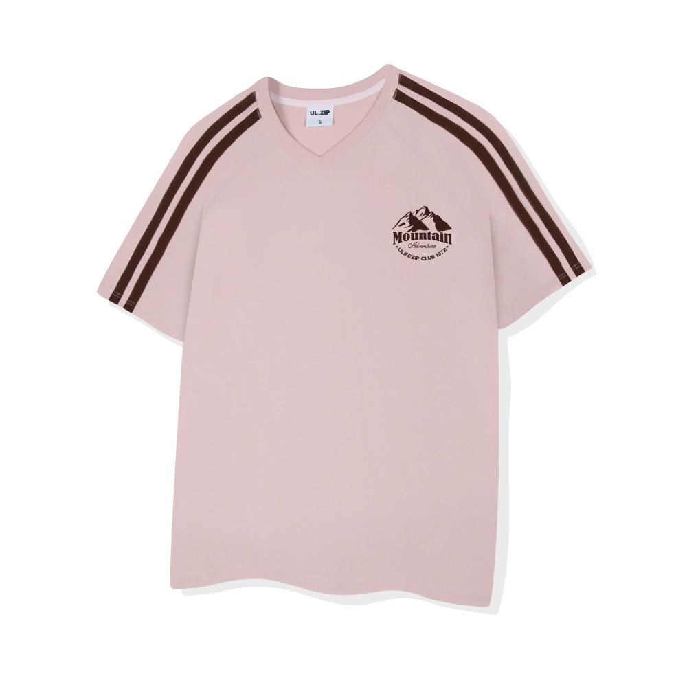 ULIFEZIP Mountain Club Oversized Track V-Neck Short Sleeve Tee 4 Colors [Ulzv_5004]