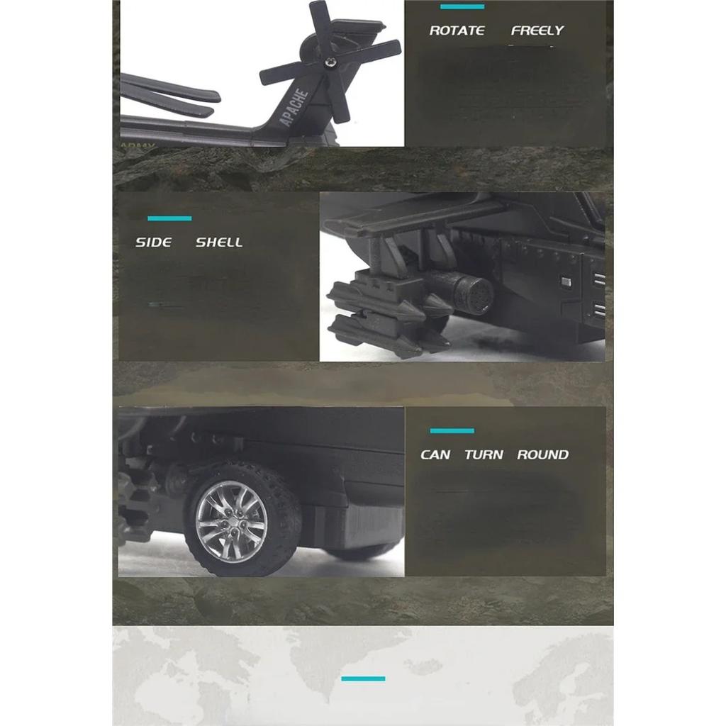 Apache Armed Helicopter Model Acoustooptic Military Aircraft Model Toy Ornament Gift FJ16
