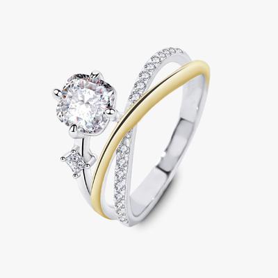 Mode Zwei-farbe Glücklich Universum Planet Track Astronaut Paar Ring Luxus Persönlichkeit Schmuck für Frauen Mädchen Beste Geschenke
