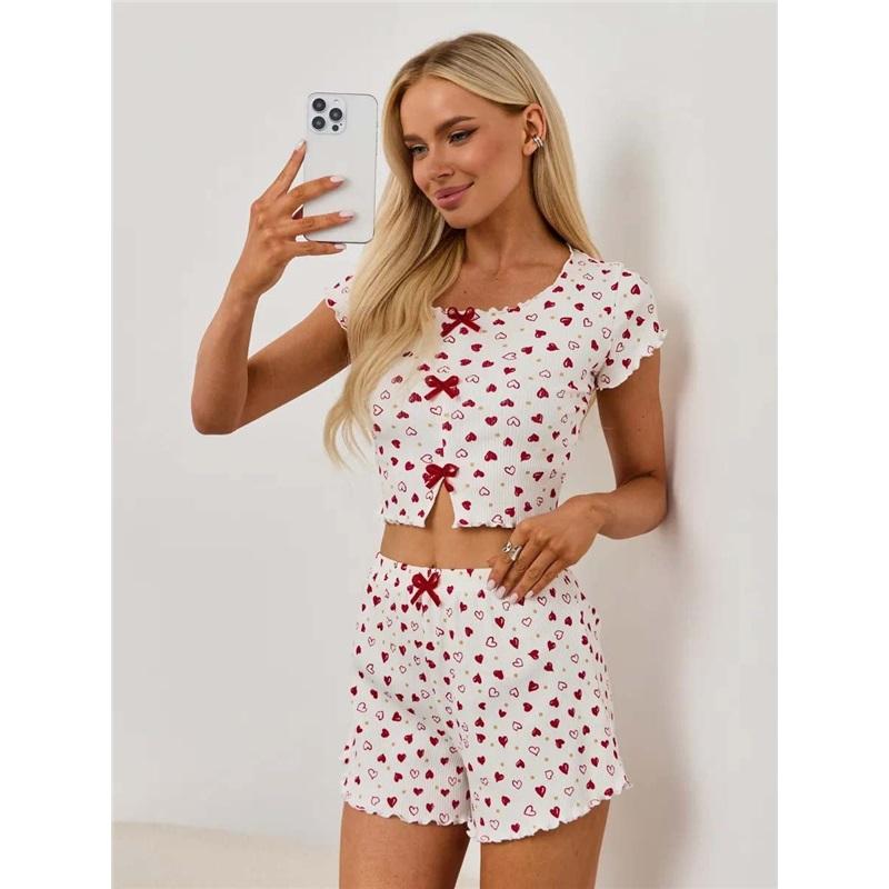 Women's Pajamas Set Pajamas 2-piece Set Airy Soft Casual Printed Pajamas