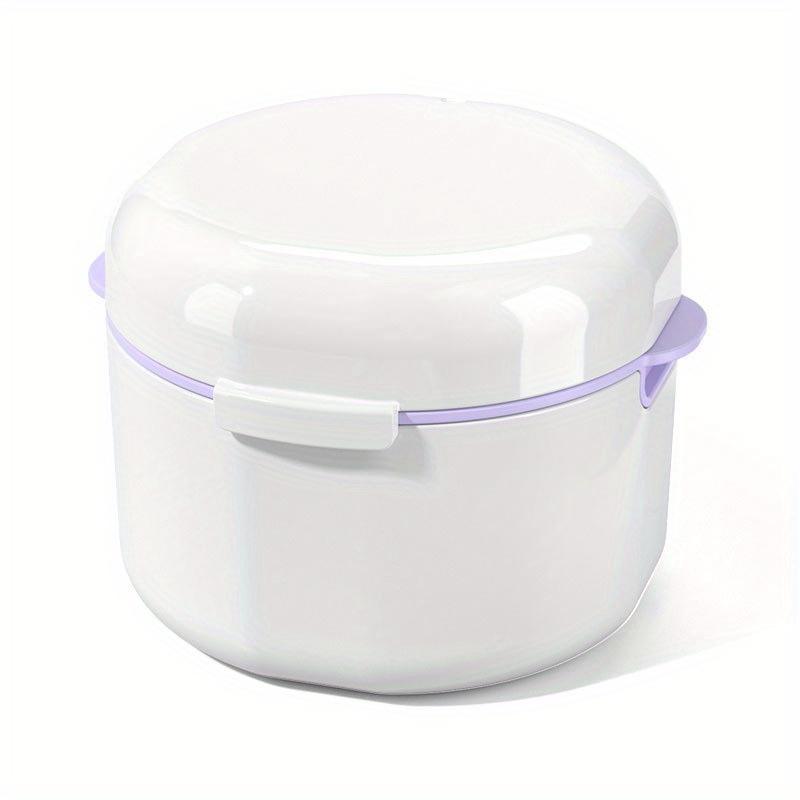 

Two-layer Denture Cleaning Case with Lid, Draining Denture Bath Case, Portable Retainer Case, Leak Proof Denture Cup, Home Essential 1pc білий