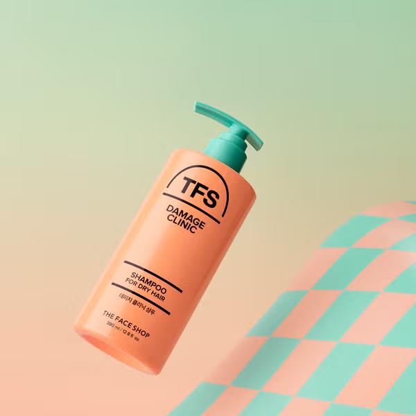 The Face Shop Damage Clinic Shampoo für trockenes Haar 380 ml/ Haarpflege, Feuchtigkeitsspendend, Koreanische Kosmetik, Kbeauty