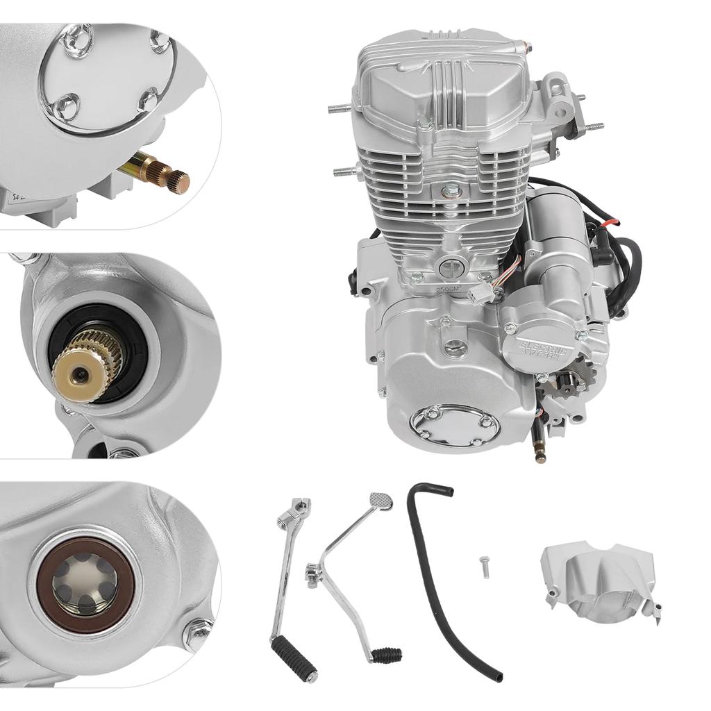 250CC four-stroke motorcycle engine, electric start vertical gasoline engine, with 5-speed manual transmission ATV engine
