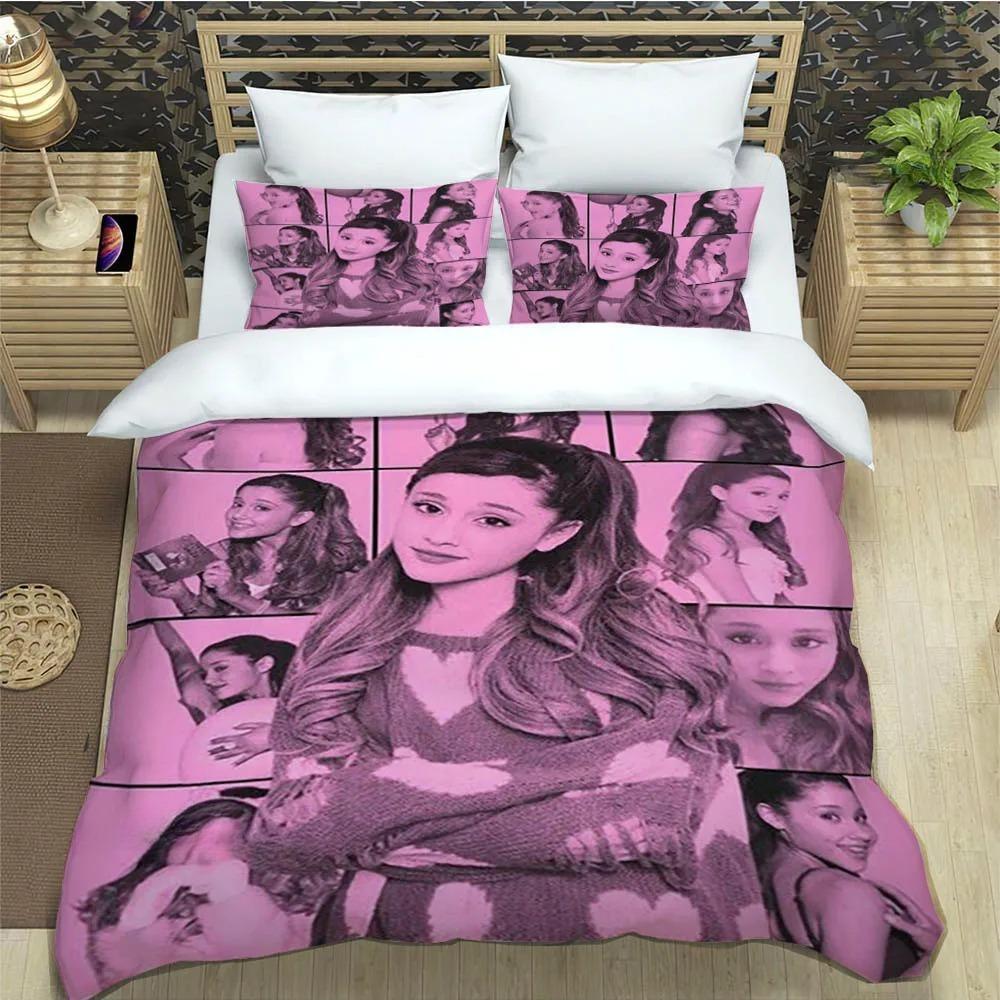 Moda Cantante Pop A-Ariana G-Grande Stampa Set Biancheria da Letto Set Biancheria da Letto Copripiumino Set Trapunta Letto Set Biancheria da Letto Regalo di Lusso