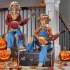Dueling Banjo Playing Skeletons Halloween Decoration Set Illuminating Plastic Musicians For Home Yard Themed Parties
