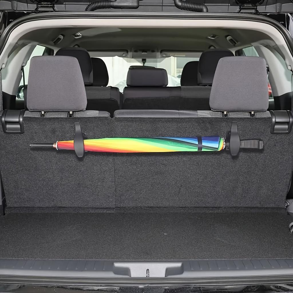 2pcs Multi-Purpose Car Hooks - Umbrella & Storage Clip for Seat Back, Trunk Organizer, Non-Waterproof Plastic, Box,Cabinet,Rack for Outdoor Storage