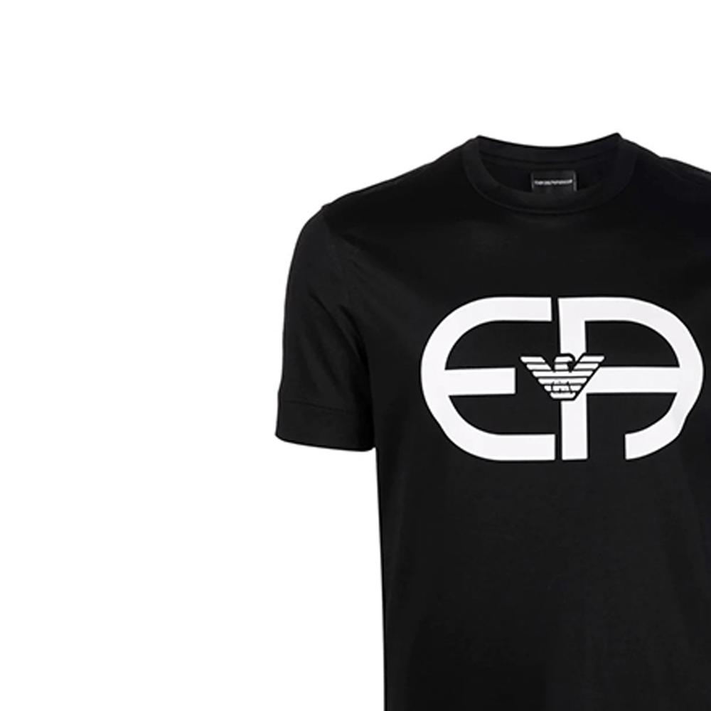 Emporio Armani Letter Round Neck Straight Fit Pullover Short Sleeve T-Shirt Men Tops Black 6K1T74-1JUVZ-0999