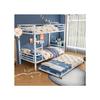 Lit superposé - MUVOE - 90x200cm &amp; 90x190cm - Métal blanc - 3 places - Sécurisé avec barrières