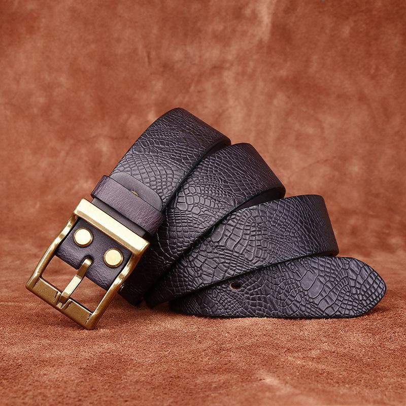 

Ремень из натуральной кожи с тиснением в стиле ретро с рисунком чешуи дракона, первый слой, мужской, универсальный, повседневный, из натуральной кожи 125cm
