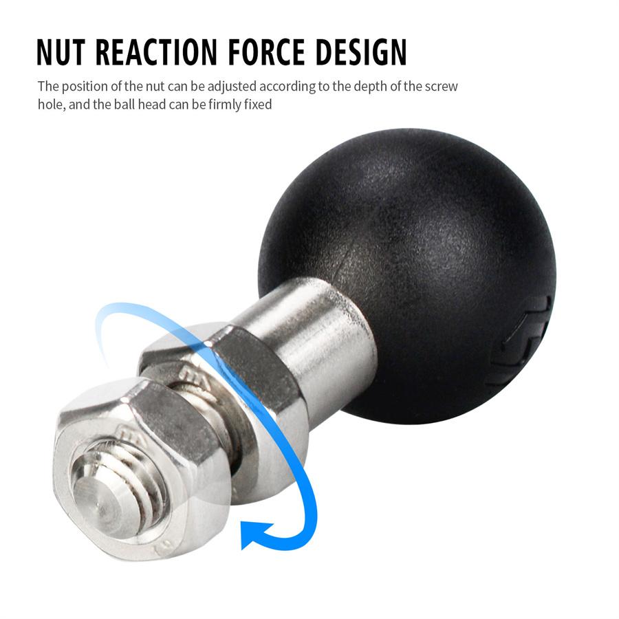 1"/25mm Ball Base M10x1.25 Male Thread Mount For Motorcycle Handlebar Adapter