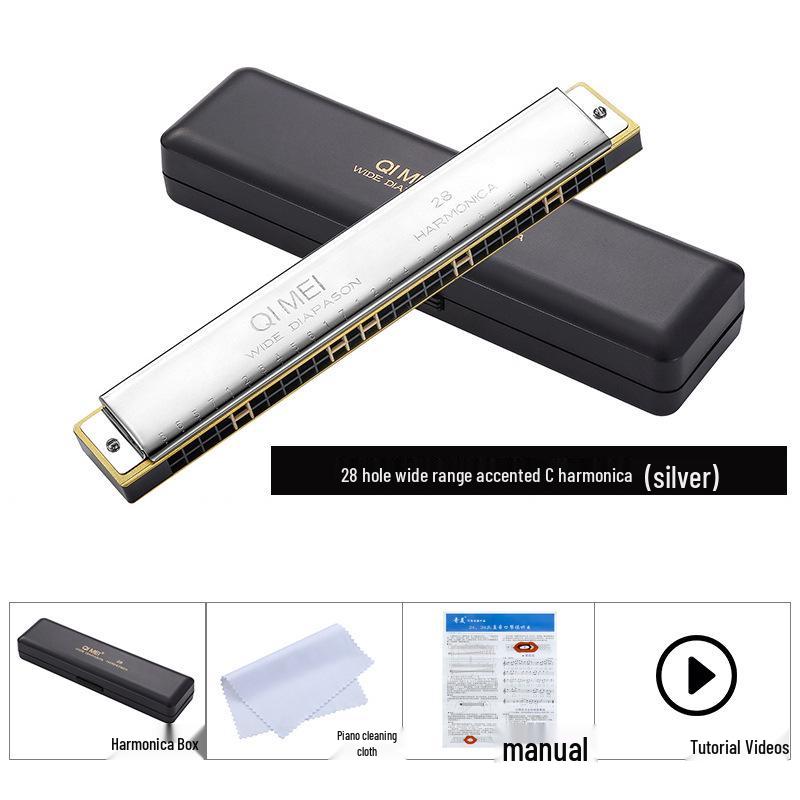 

Chimei 28-Hole Wide Range Polyphonic C Harmonica for Beginners and Students