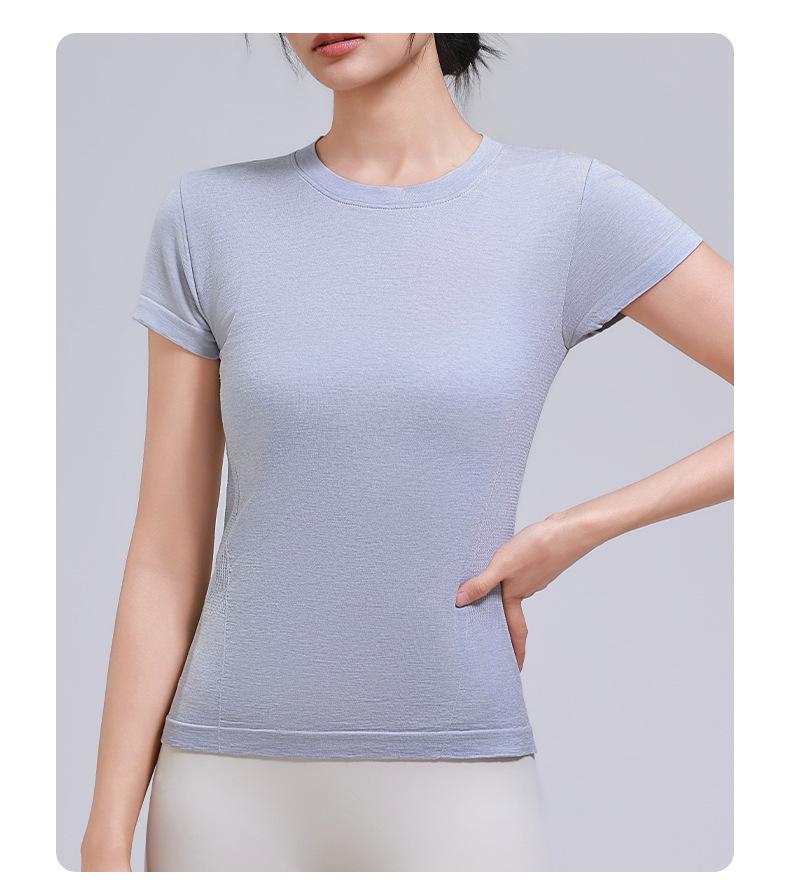 Damen Yoga T-Shirt aus Merinowolle - Schnelltrocknend, Hohe Elastizität, Figurschmeichelnd, Kurzarm