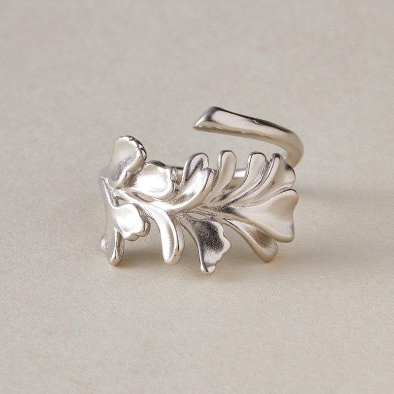 Elegant Women s Ginkgo Leaf Open Ring - Light Luxury Ins Style Adjustable Open