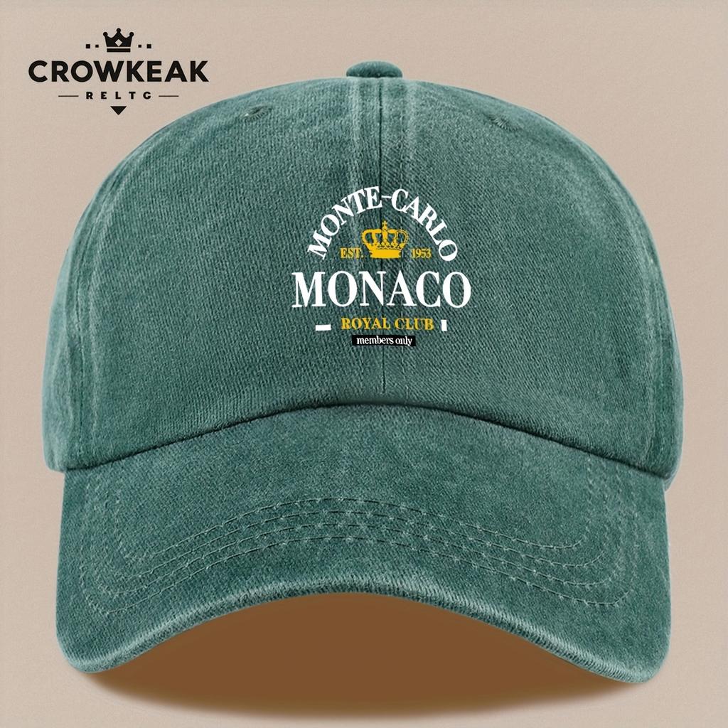 Casquette de baseball Vintage Monaco Royal Club Imprimé Snapback Réglable Chapeau Léger Unisexe pour Pêche en Plein Air Plage BBQ