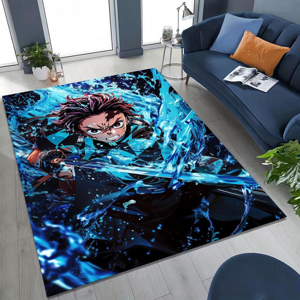 Anime Demon S-Slayer Kamado Nezuko Tanjirou Kreslený koberec pro ložnici, obývací pokoj, pohovku, domácí rohožku, dekor, dětská protiskluzová podložka na podlahu