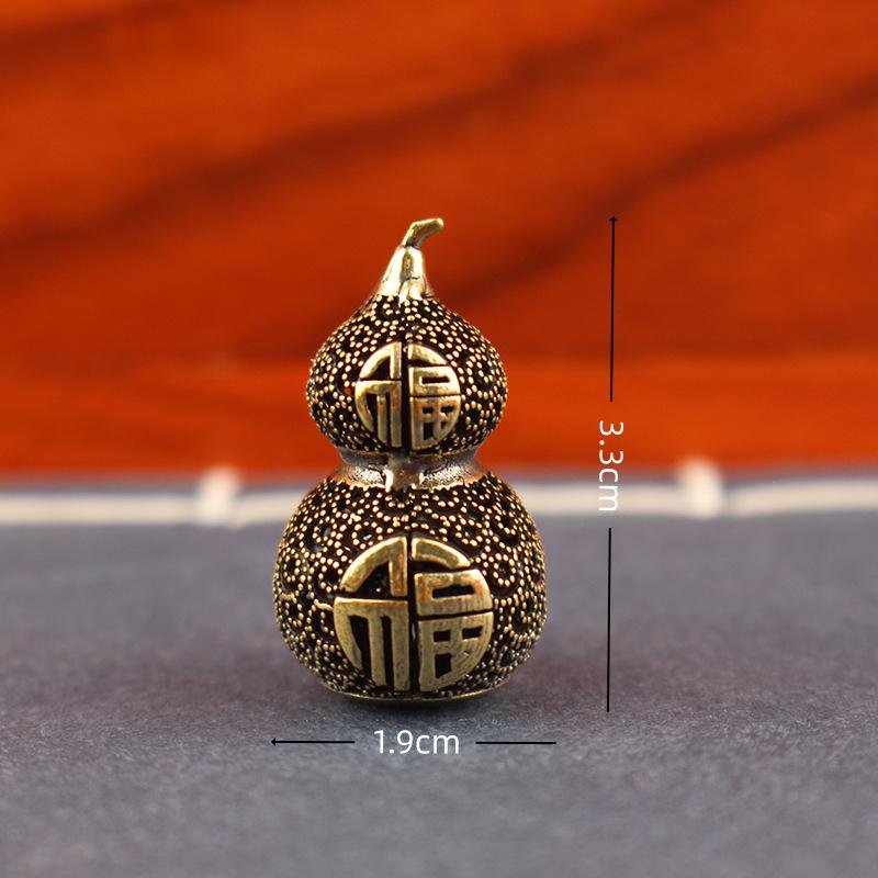 Brass Good Luck Gourd Retro Hollow Relief Craft Wu Lou Fengshui Ornament Success Wealth Longevity Hanging Accessories