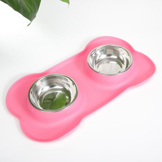 Miska dla zwierząt Wygodna Miska podwójna dla psa zapobiegająca rozlewaniu Mata silikonowa Łatwa do czyszczenia Miska na jedzenie i wodę dla kota Artykuł dla zwierząt