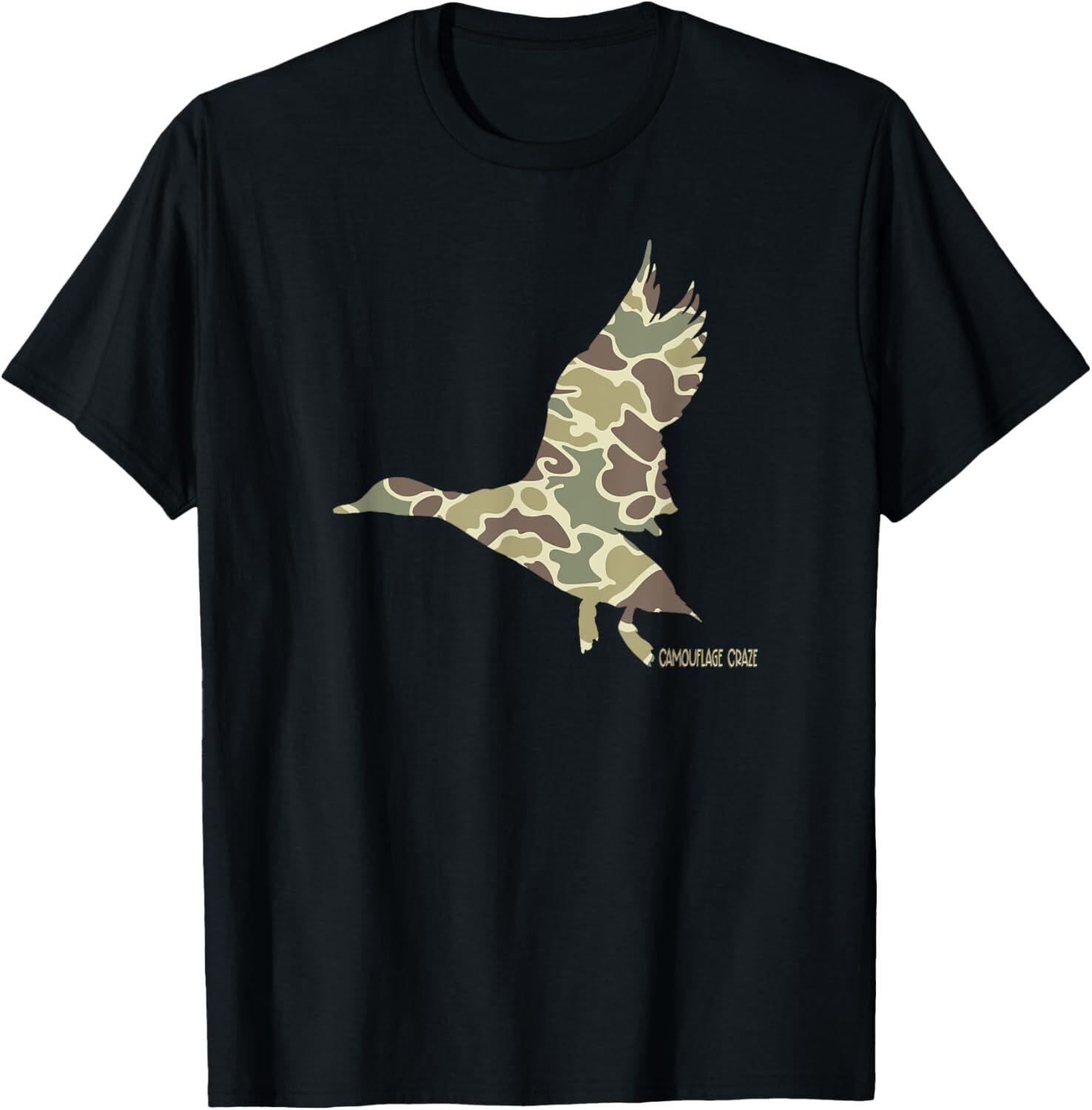 Flying Mallard Duck Camouflage Camo Duck Hunting Camo Hunter T-Shirt Mens Womens Tees Top Tops Tee S