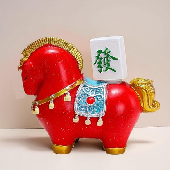 1/4Pcs Cartoon Horse Statue Rotatable Golden Ingot Gourd Money Bag Lucky Pony Figurine Home Office Desktop Feng Shui Decoration Ornament