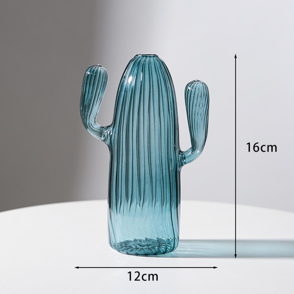 Creative Cactus Glass Vase Plant Hydroponic Flower Pot Desktop Decorative Item Simple Living Room and Bedroom Decorative Item