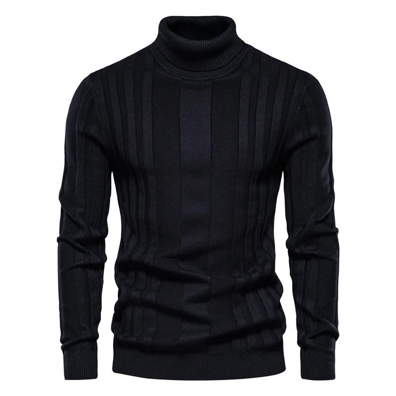 

Warm Bottoming Shirt Solid Color Versatile Trendy Pullover New Men s Turtleneck Casual Knitted Sweater M чорний