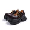 Frühling und Sommer Mehrfachschnallen Gürtel Dicke Sohle Mary Jane Retro Hohl Einzelne Schuhe Höherlegung College Leder Schuhe