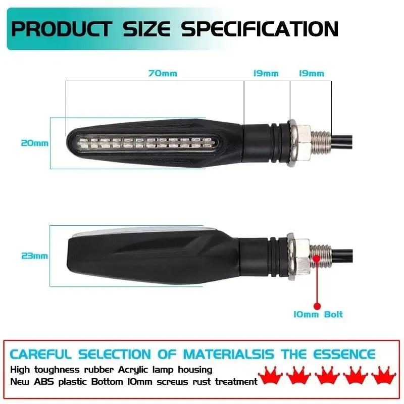 New Motorcycle 24LEDs High Bright Amber Turn Signal Indicator Light Front Rear White Day Running Light Flowing Red Brake Lamps
