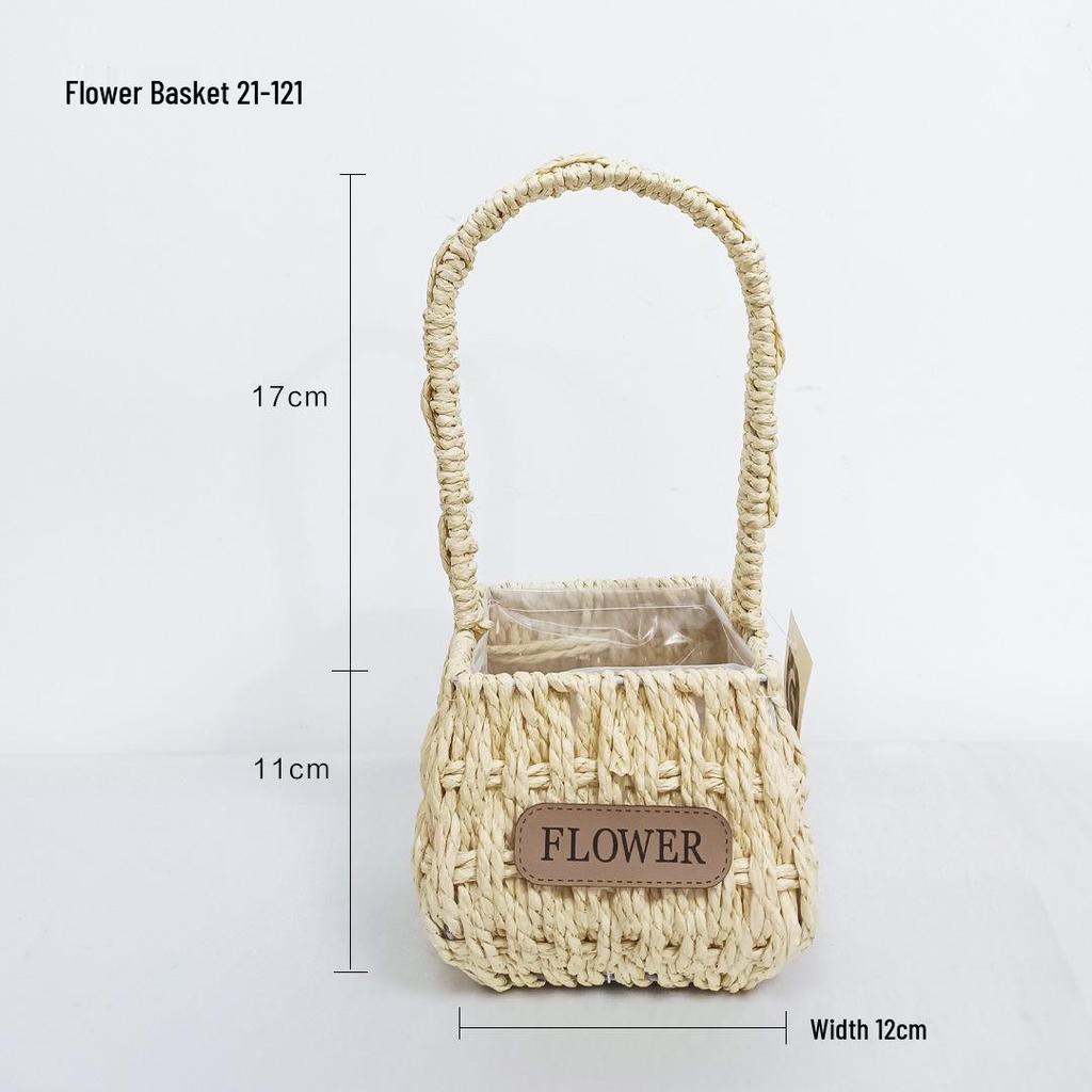 9ZRT Torebka ze sznurka papierowego w stylu pastoralnym – Koszyk na kwiaty – Idealna do aranżacji kwiatowych i prezentów na Dzień Bogini.