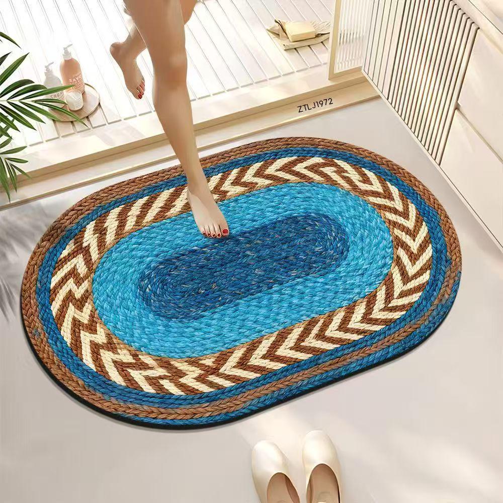 Minimalist Woven Diatomaceous Earth Bath Mat - Absorbent, Easy-Clean, Non-Slip for Bathroom or Entrance