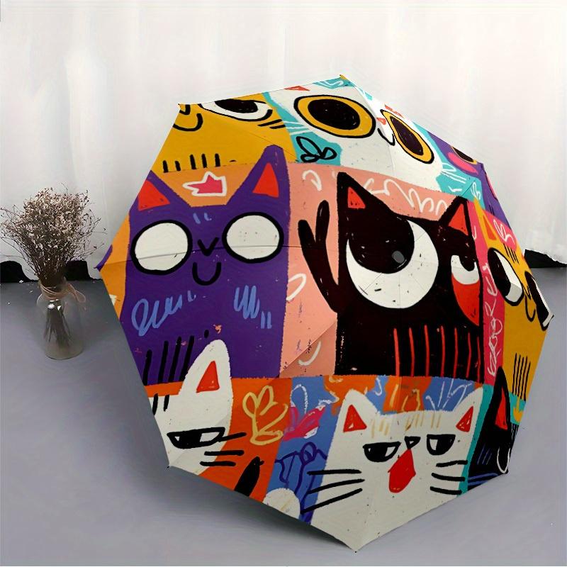 1pc Cat Whisker Automatic Open 8-Rib Windproof Umbrella, Travel & Commuting, Suitable for All Seasons