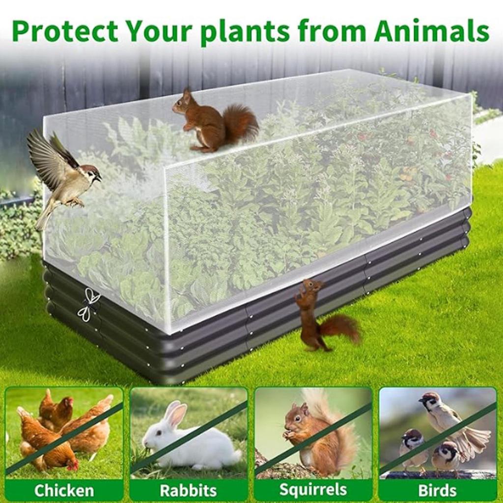 Garden Netting for Raised Beds Barrier Mesh Breathable with Drawstring Row Cover Protection