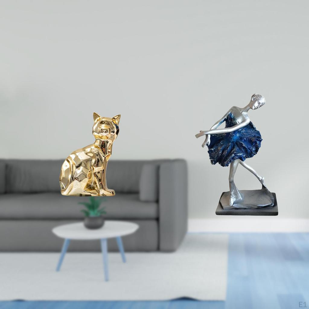 Graceful Cat Ballerina Sculpture Artistic Animal Figurine Modern Ballet Girl Ornament Creative