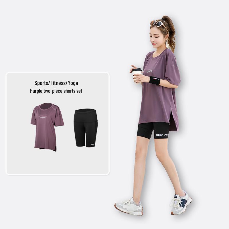 Plus Size Women's Breathable Yoga Fitness Suit - Summer Gym & Running, Slimming & Tummy Control