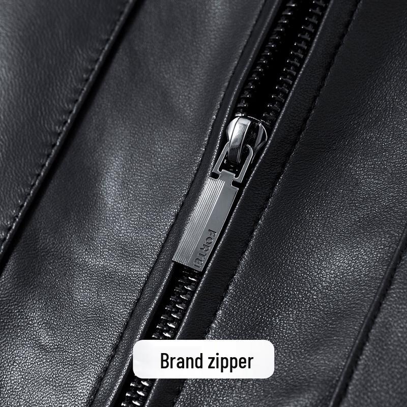 Futing Men's Genuine Lambskin Stand Collar Leather Jacket