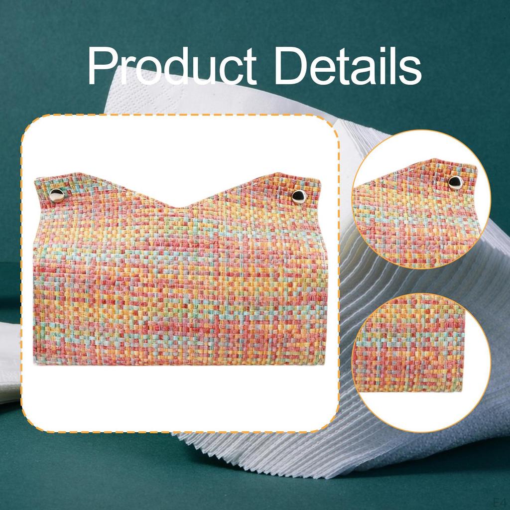 Tissue Box Cover Facial Paper Holder Napkin Organizer Dispenser PU Leather Holder, for