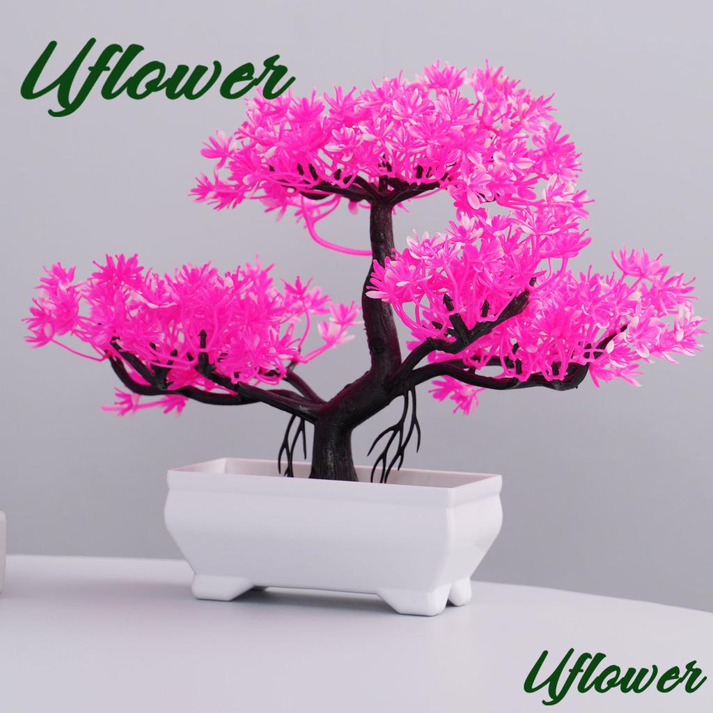 1PC Pink Desktop Artificial Bonsai DIY Home Garden Outdoor Floral Green Plant Flower Arrangement Gift Decoration