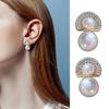 White Faux Pearl Stud Earrings with Semicircle Zirconia Crystal Top Lightweight Silver Needle Bridal Earrings for Brides Bridesmaids Wedding Party