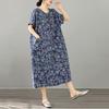 Short Sleeve Plus Size Cotton Linen Vintage Floral New In Dresses for Women Casual Loose Long Summer Dress