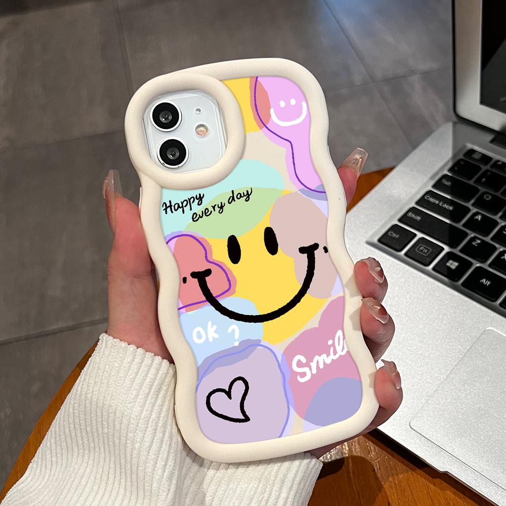 Big Wave Edge Soft silikonový materiál Macaron Pouzdro na telefon Nárazuvzdorné ochranné gumové pouzdro pro iPhone Samsung Huawei Honor Xiaomi Redmi OnePlus Moto