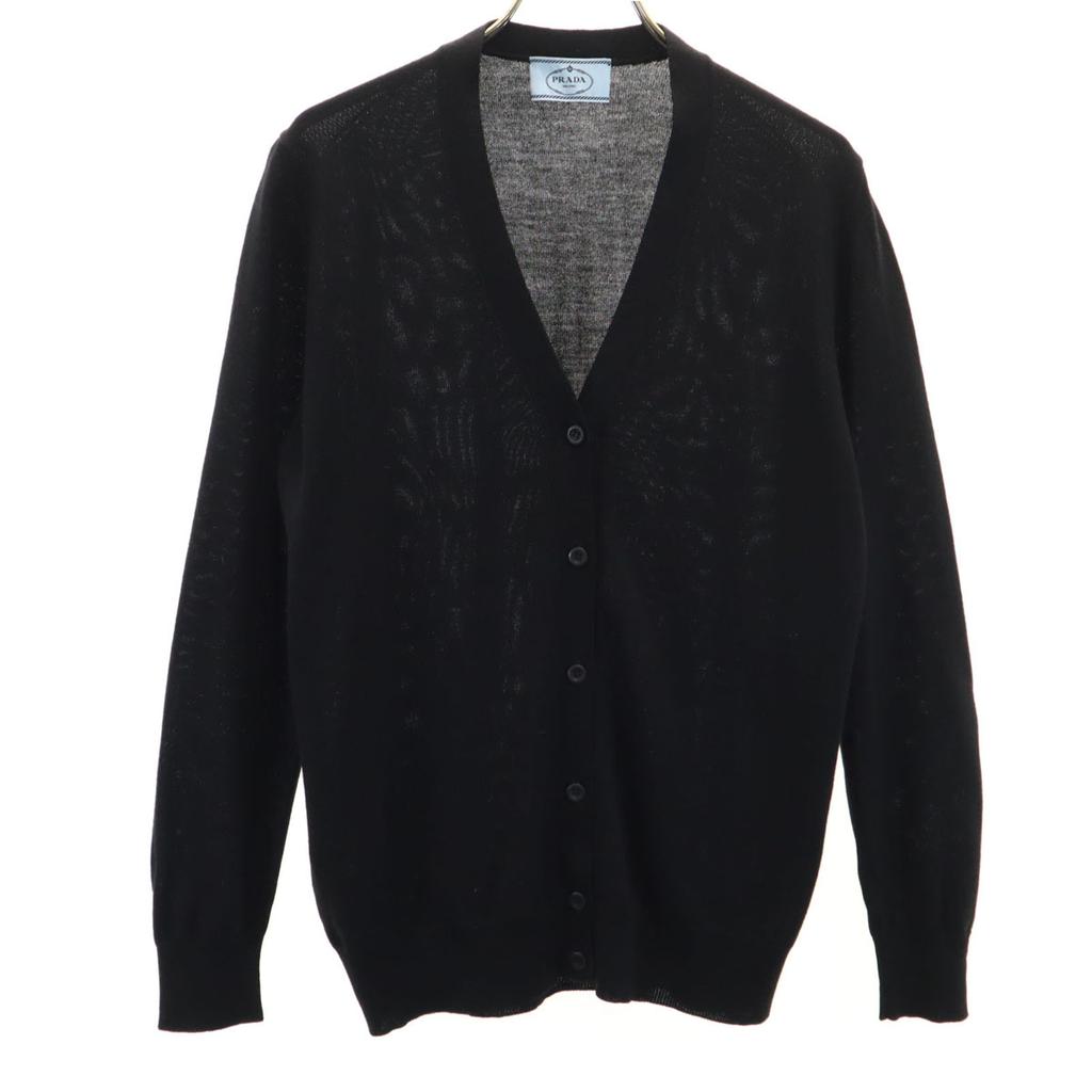PRADA Long sleeve V neck knit cardigan 38 black Women Used