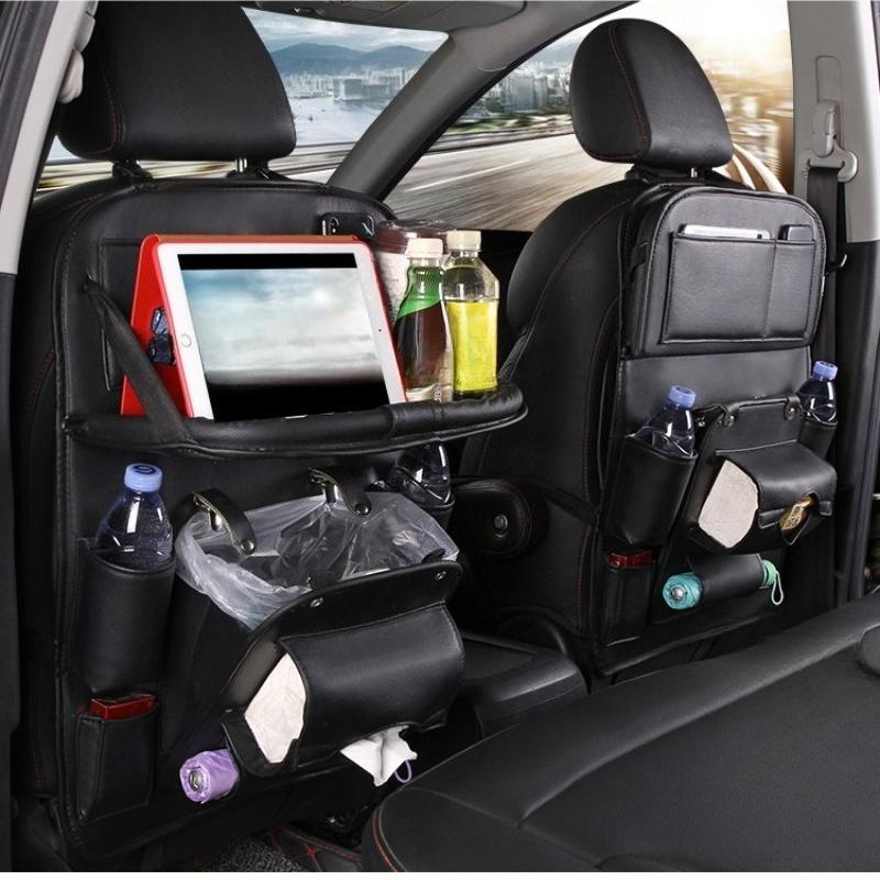 1pcs Universal Car Seat Back Storage Bag Multifunctional Organizer with Tray Auto Interior Accessories