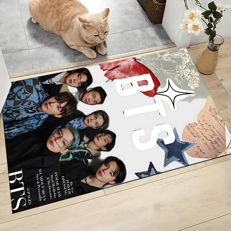 Bts Fashion Magazine Cover Carpet Rug Soft Washable Antislip Home Living Room Sofa Mats Personalized Christmas Rug