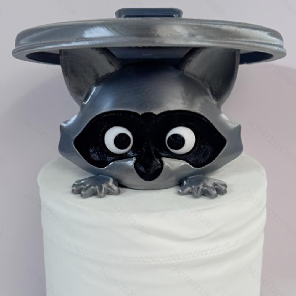 Cute Raccoon Paper Towel Holder Nifty Creative Ornaments Toilet Roll Holder 3D Printing Toilet Paper Holder for Bathroom