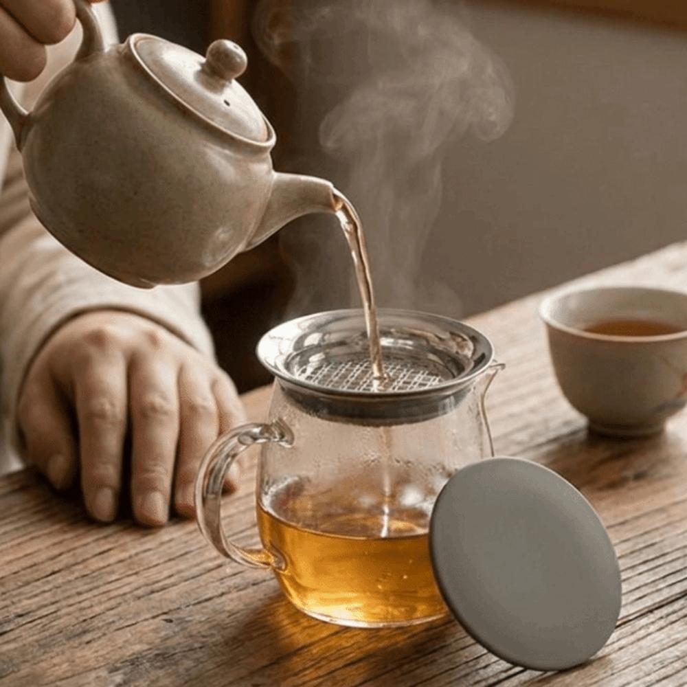 High Temperature Resistant Stainless Steel Tea Infuser Sturdy with Silicone Dust Cover Tea Strainer Fine Mesh Tea Filter