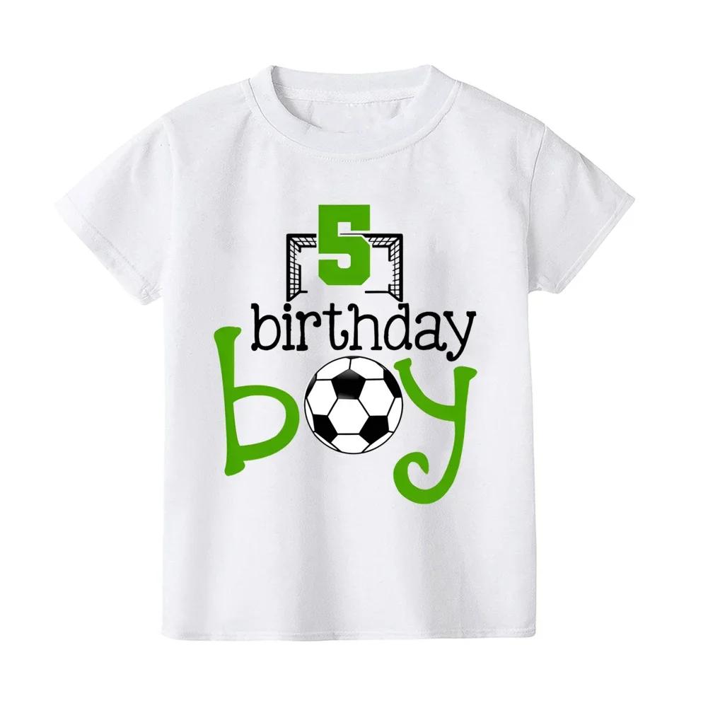 29Y Football Birthday Print Kids White Short Sleeve Tshirt Summer Casual Comfortable Tops Crew Neck Cotton Children Tees