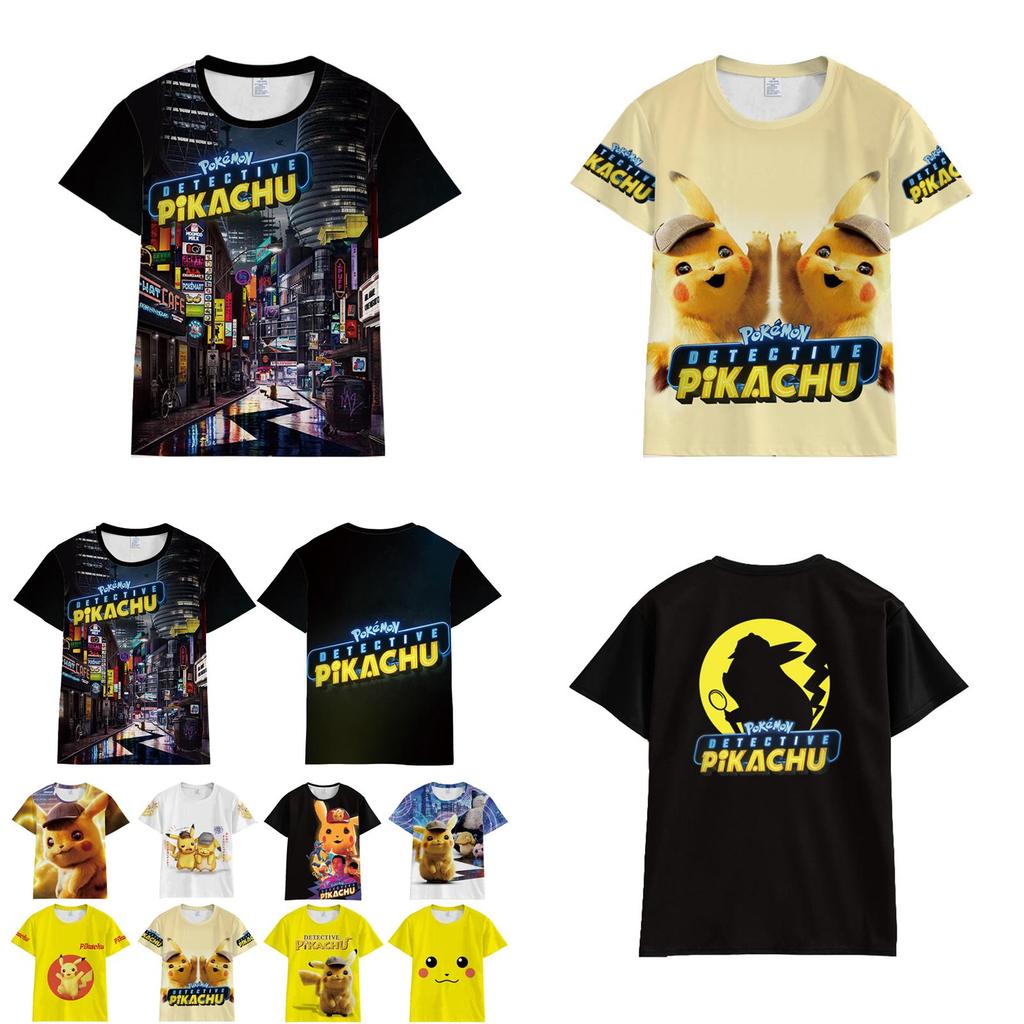 Tshirt Detective Pikachu 3d Print Short Sleeve Cosplay Costume Tops Tee