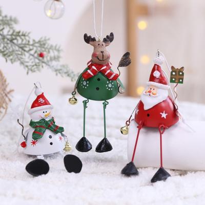 Domácí Železný Vánoční Santa Claus Zvon Malovaný Vintage Auto Přívěsek Vánoční Sněhulák Přívěsek Dárek
