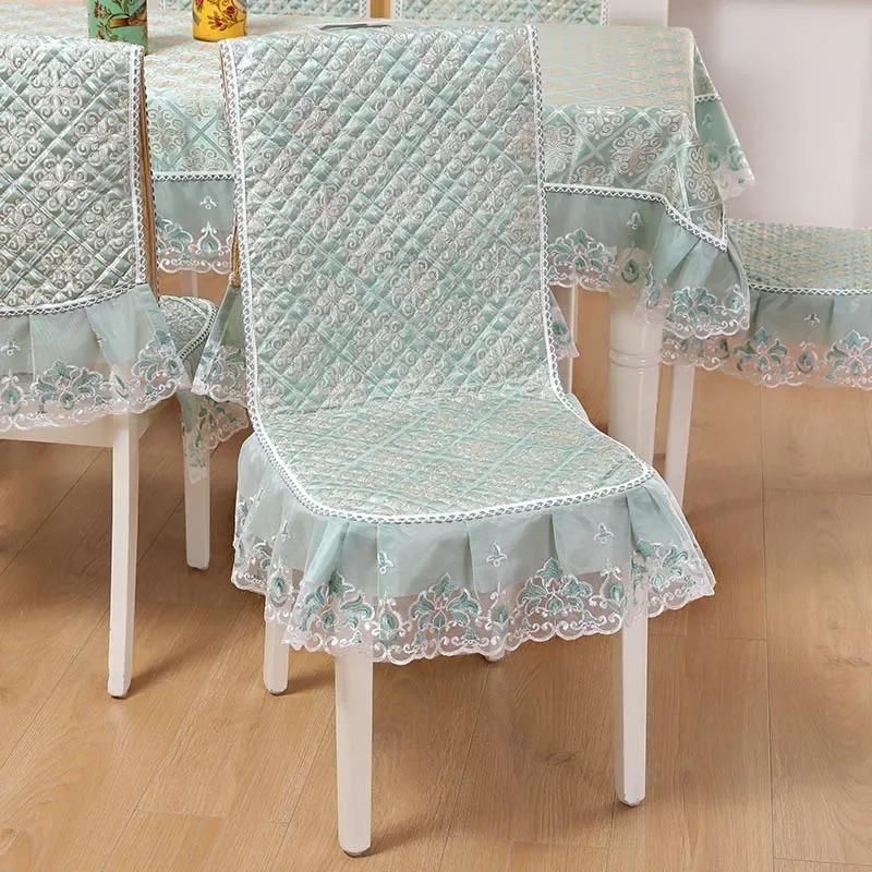 Jacquard Pattern Dining Chair Cover Antiskid Exquisite Edging Lace Seat Cushion Decorative Integrated Household Use 4 Seasons