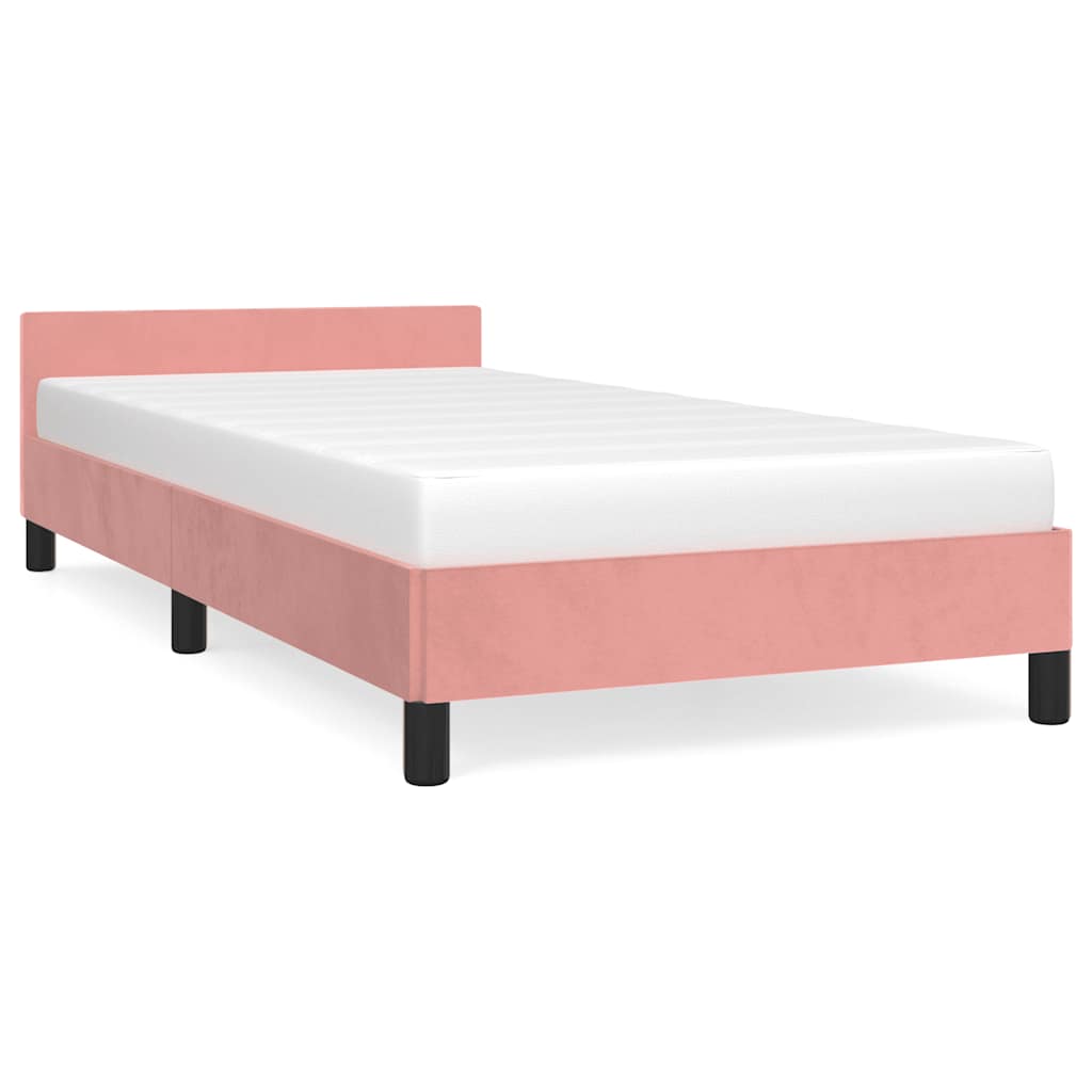 Vidaxl Rama Łóżka Z Zagłówkiem Bez Materaca, Różowa 90X200Cm Aksamitna